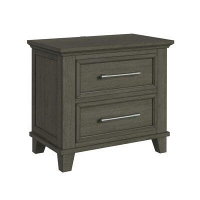 Canterbury 2-Drawer Nightstand with USB in Grey