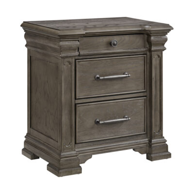 Kings Court 3-Drawer Nightstand (Sliding Top) in Grey