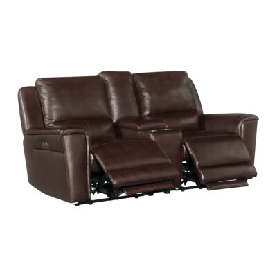 Pantera Power Motion Loveseat with Console in Palais Dark Brown