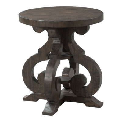 Stone Occasional Round Side Table With Pu Base