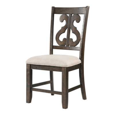 Stone Wooden Swirl Back Side Chair