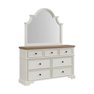 Eastwood Youth 7-Drawer Dresser & Mirrror in Brown and Off-White